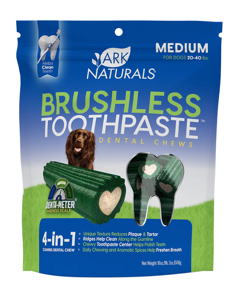 Ark Naturals Brushless Toothpaste Dental Chews for Dogs - Medium 18oz