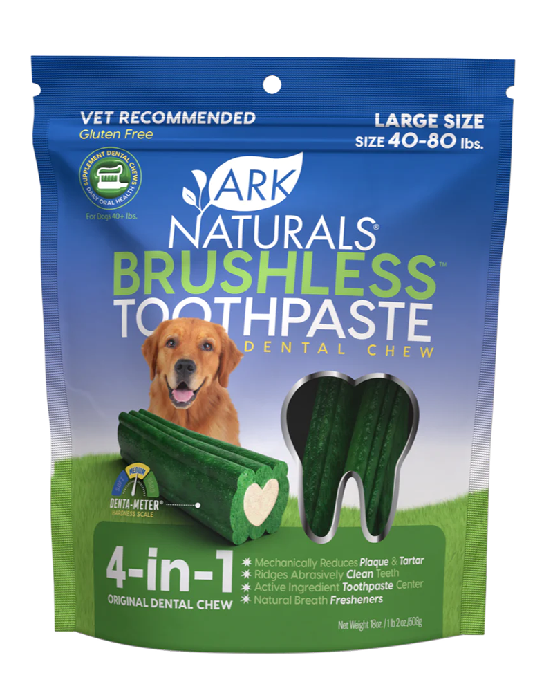 Ark Naturals Brushless Toothpaste Dental Chews for Dogs - Large 18oz