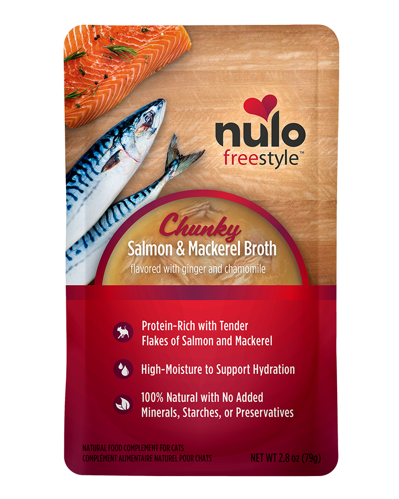 Nulo Freestyle Chunky Salmon & Mackerel Broth for Cats 2.8oz Pouch