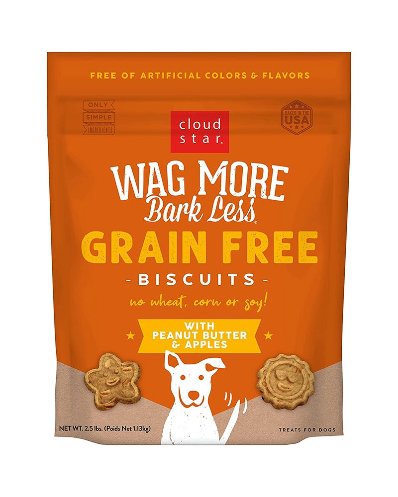 Wag More Bark Less Grain-Free Dog Biscuits: Peanut Butter & Apples 2.5lb