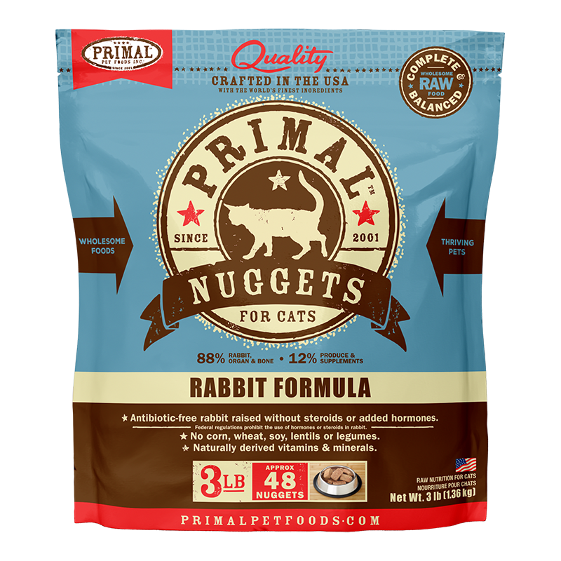 Primal Feline Raw/Frozen Rabbit Nuggets 3lb