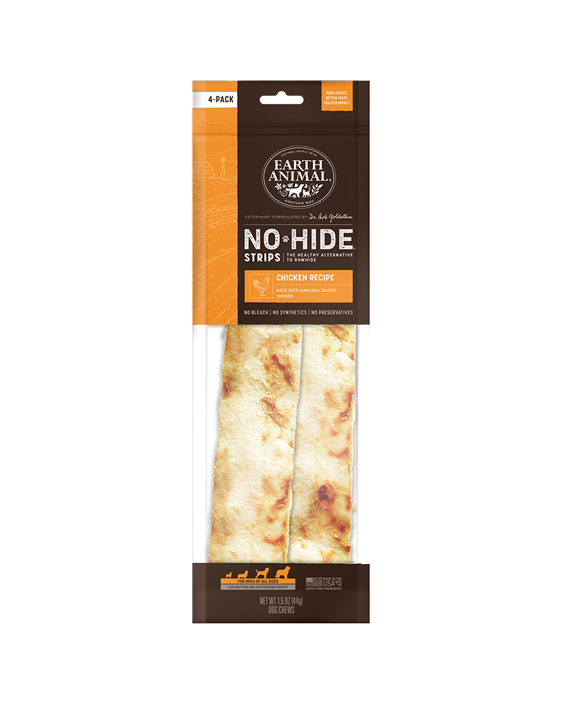 Earth Animal Chicken No-Hide® Strip Dog Chews 4-Pack