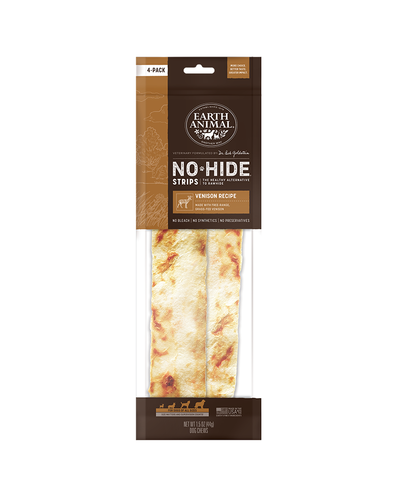 Earth Animal Venison No-Hide® Strip Dog Chews 4-Pack
