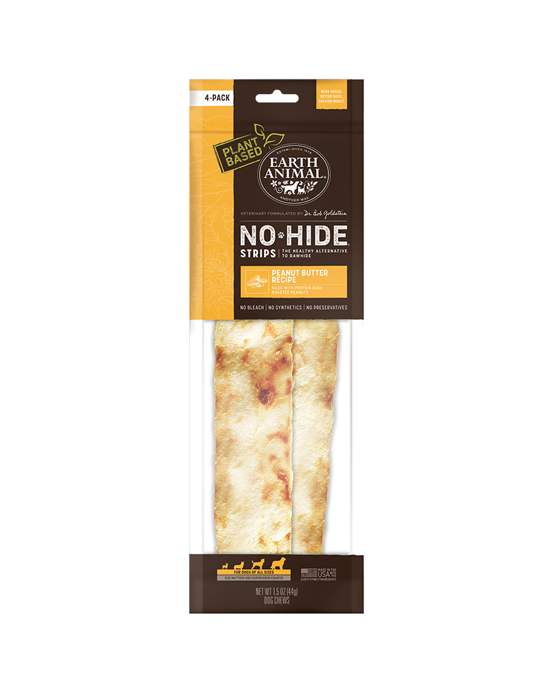 Earth Animal Peanut Butter No-Hide® Strip Dog Chews 4-Pack