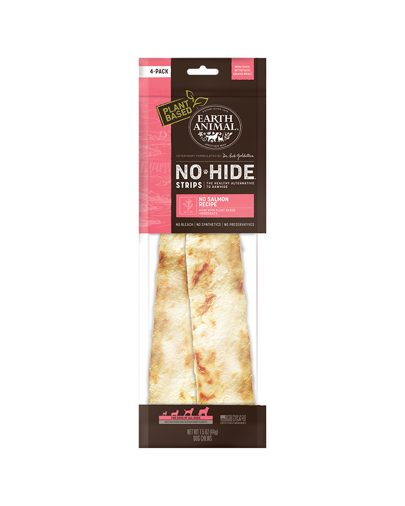 Earth Animal Salmon No-Hide® Strip Dog Chews 4-Pack