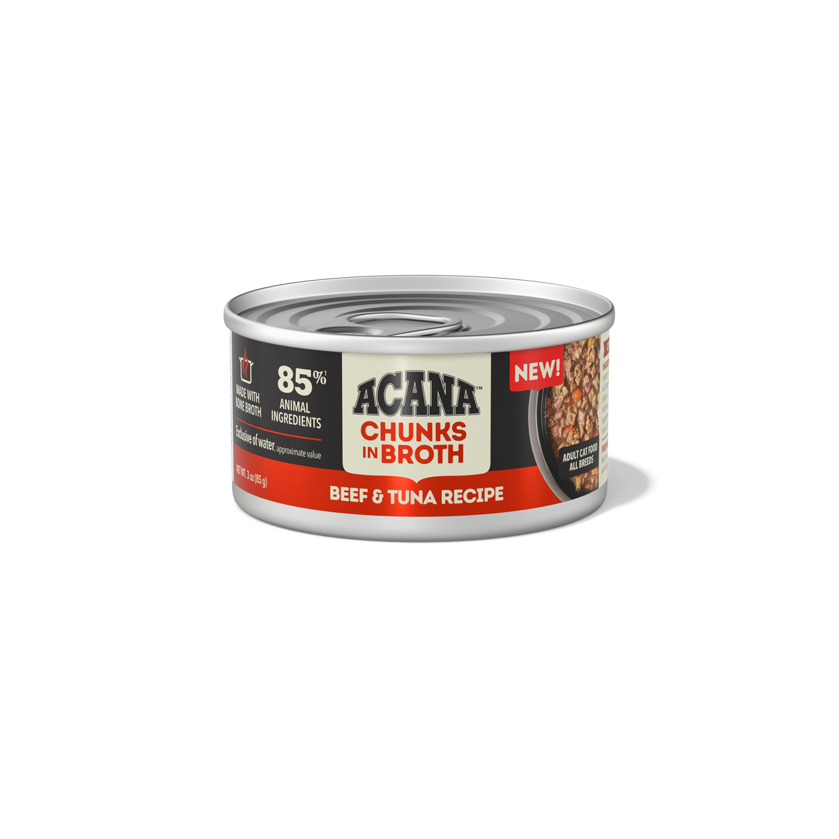 ACANA Beef & Tuna Recipe Grain-Free Chunks in Broth Wet Canned Cat Food 3oz