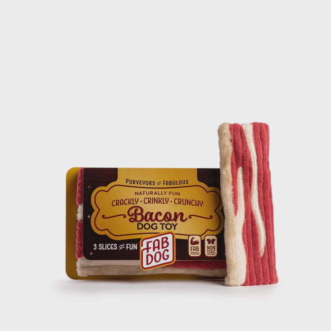 FabDog Foodies Bacon Dog Toy - 3 Slices