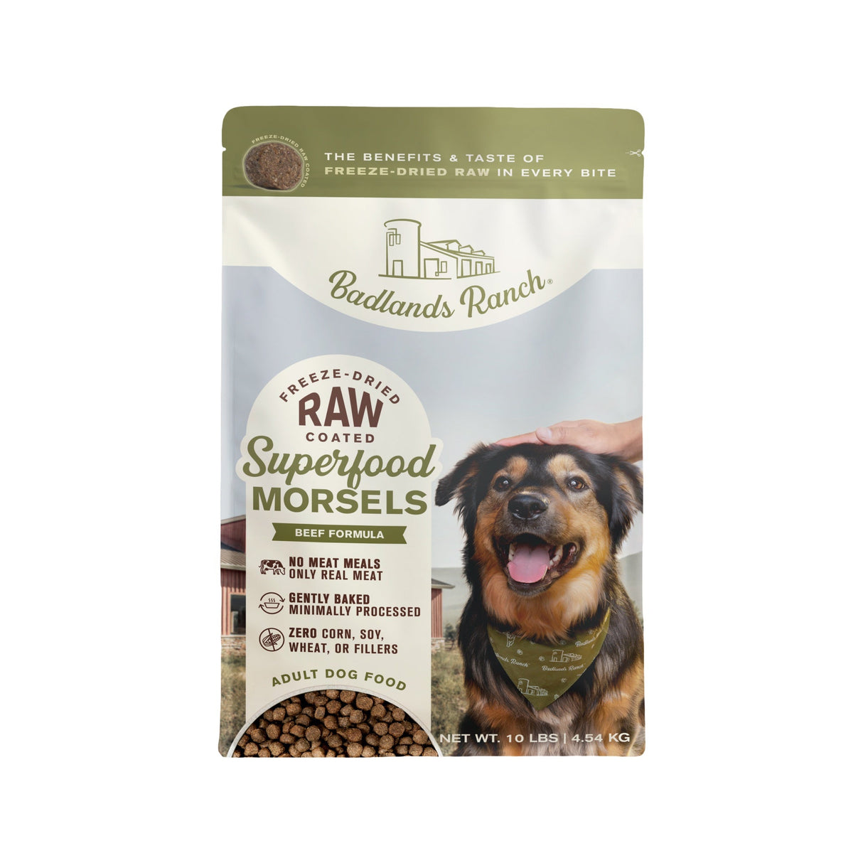 Badlands Ranch Superfood Complete Raw Coated Morsels Beef Dry Dog Food 10lb