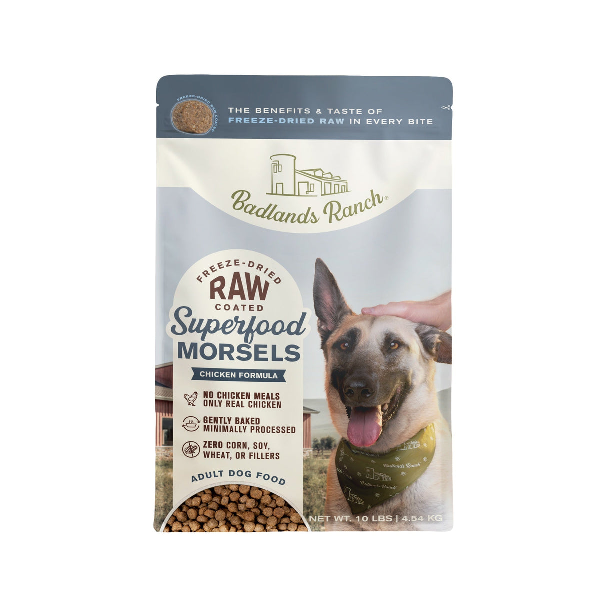 Badlands Ranch Superfood Complete Raw Coated Morsels Chicken Dry Dog Food 10lb