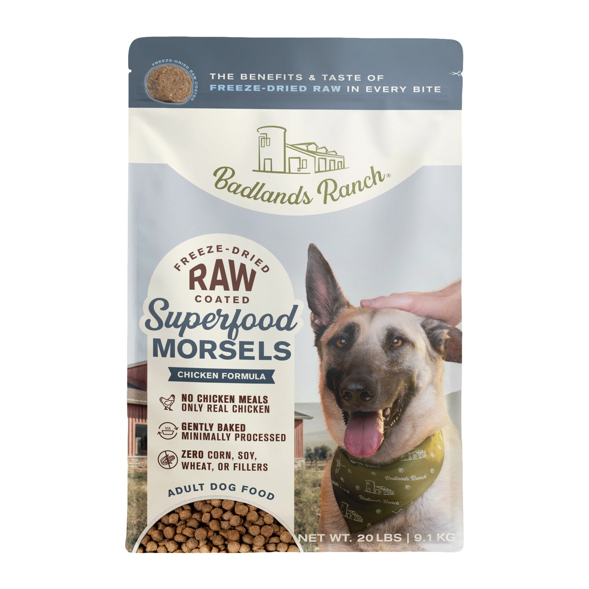 Badlands Ranch Superfood Complete Raw Coated Morsels Chicken Dry Dog Food 20lb