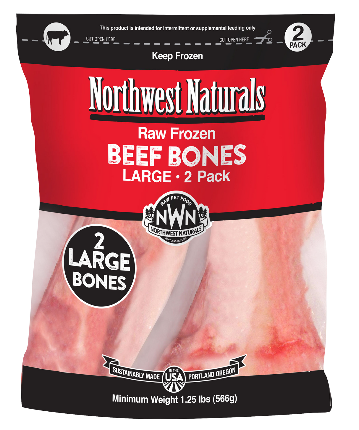 Northwest Naturals Frozen Large Beef Bones 6-8" - 2ct