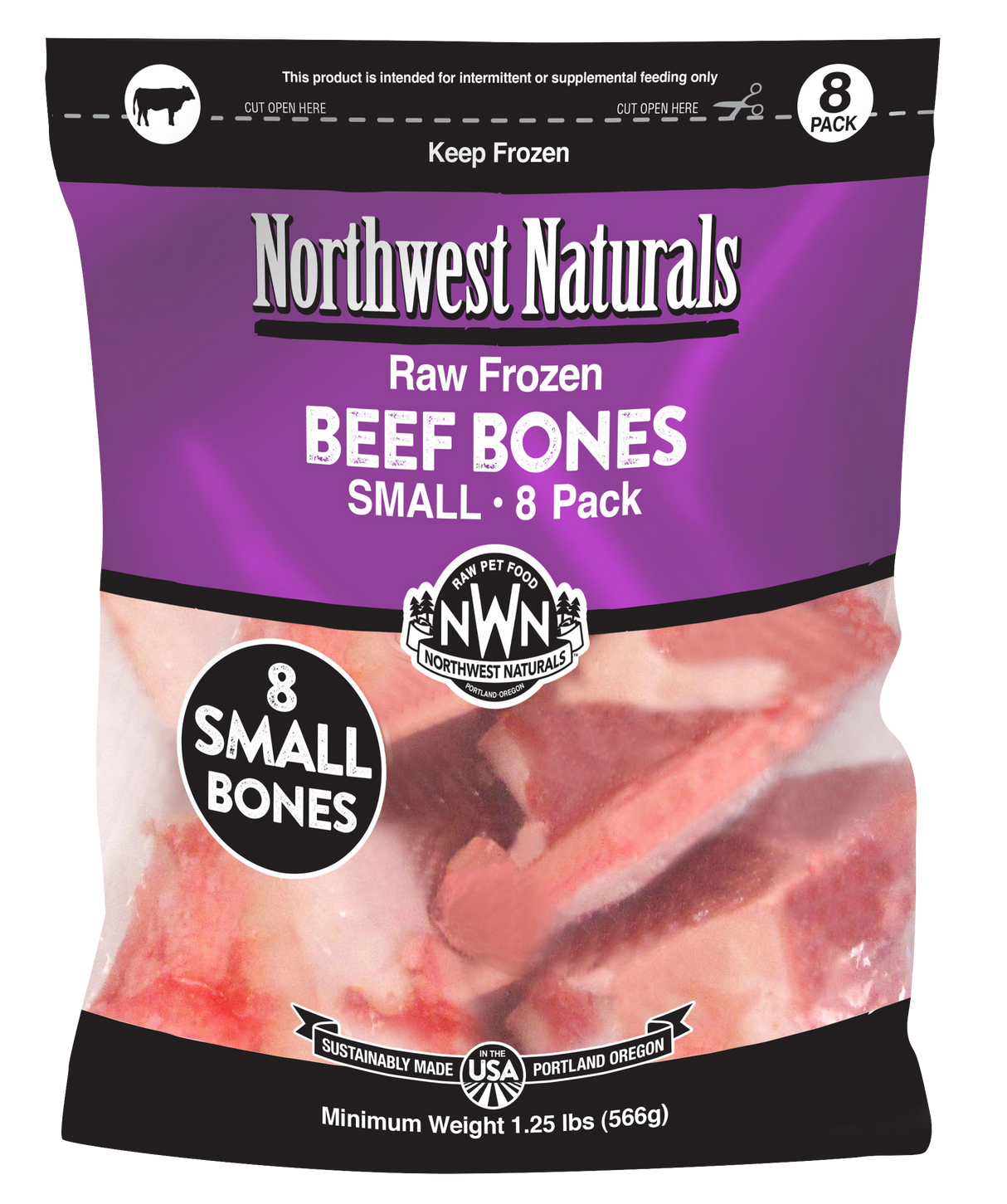 Northwest Naturals Frozen Small Beef Bones 1-2" - 8ct