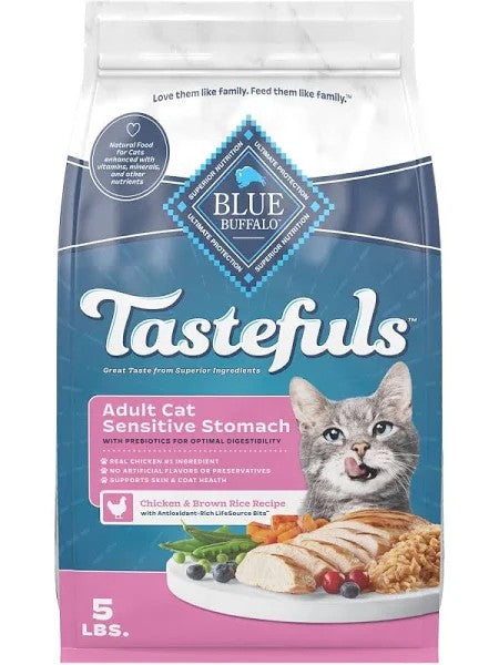 Blue Buffalo Tastefuls Chicken & Brown Rice Recipe Sensitive Stomach Adult Dry Cat Food