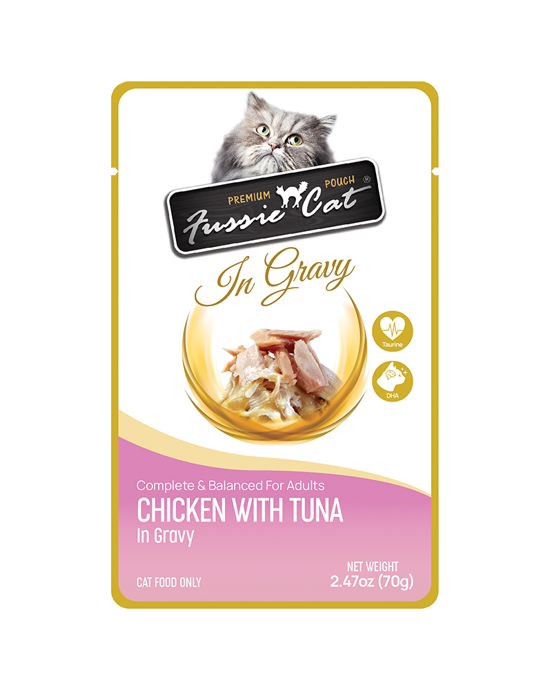 Fussie Cat Pouch Chicken with Tuna in Gravy Wet Cat Food 2.47oz