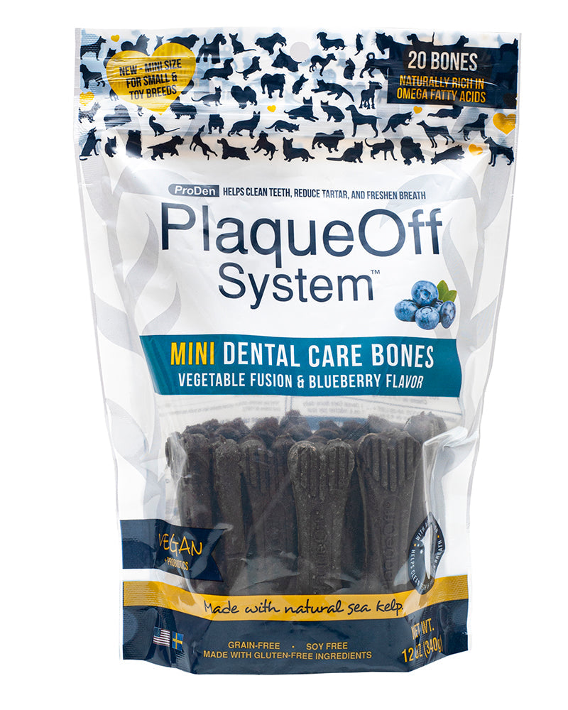 ProDen Plaque Off Mini Dental Bones - Vegetable & Blueberry 12oz, 20 Bones
