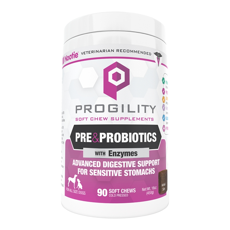 Nootie Progility Pre & Probiotics Digestive Support Soft Chew Supplements for Dogs - 90ct