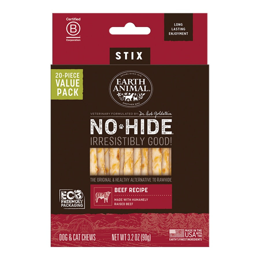 Earth Animal Beef No-Hide® Stix Dog Chews Value Pack - 20pk