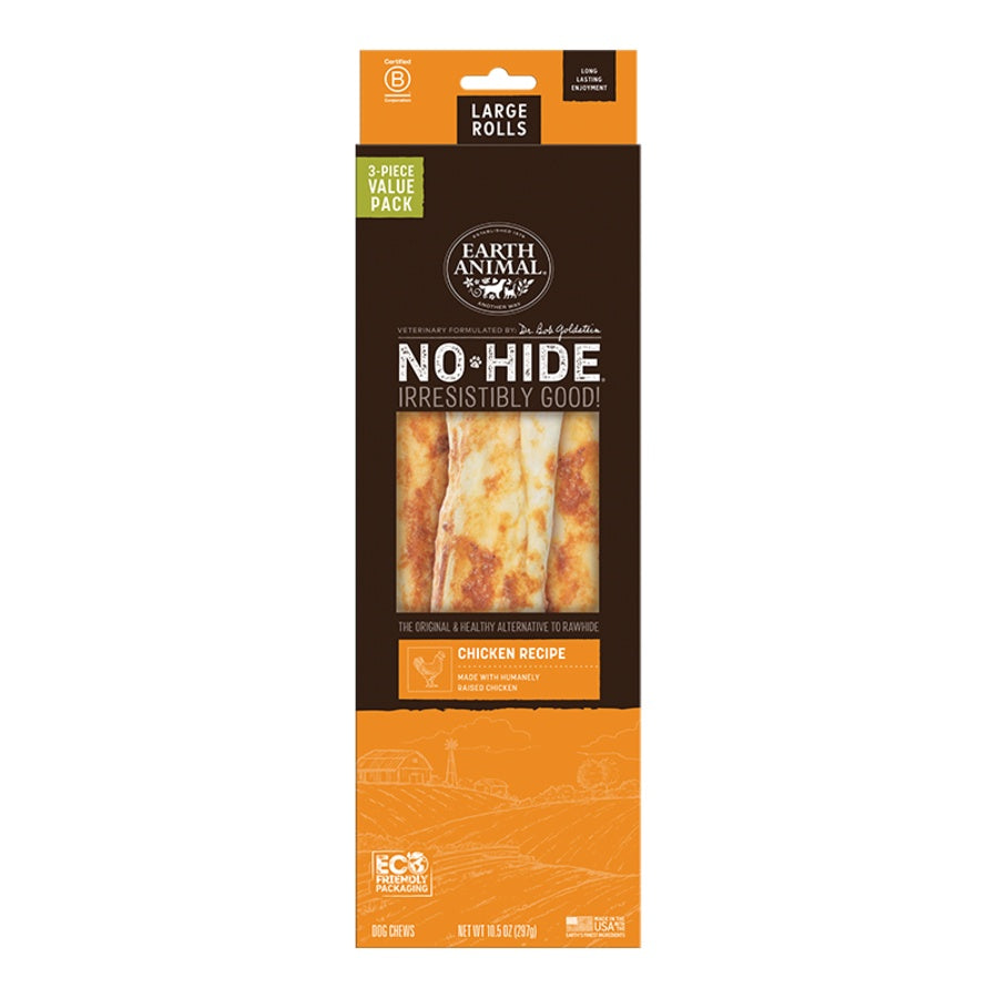 Earth Animal Chicken No-Hide® 11" Large Roll Dog Chews Value Pack - 3pk