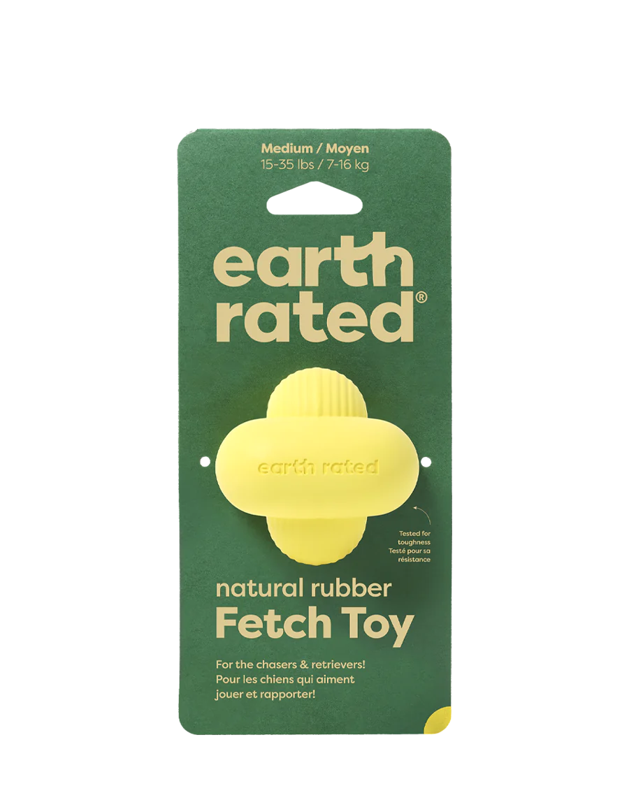 Earth Rated Yellow Fetch Dog Toy - Medium 2.5"