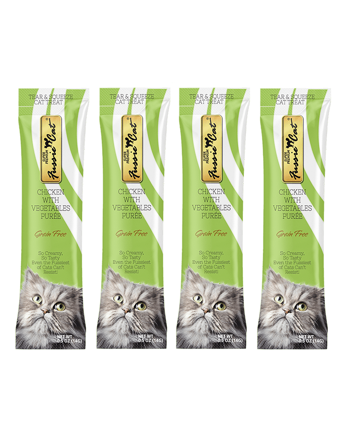 Fussie Cat Chicken & Vegetable Puree Cat Treats (4 Pack)