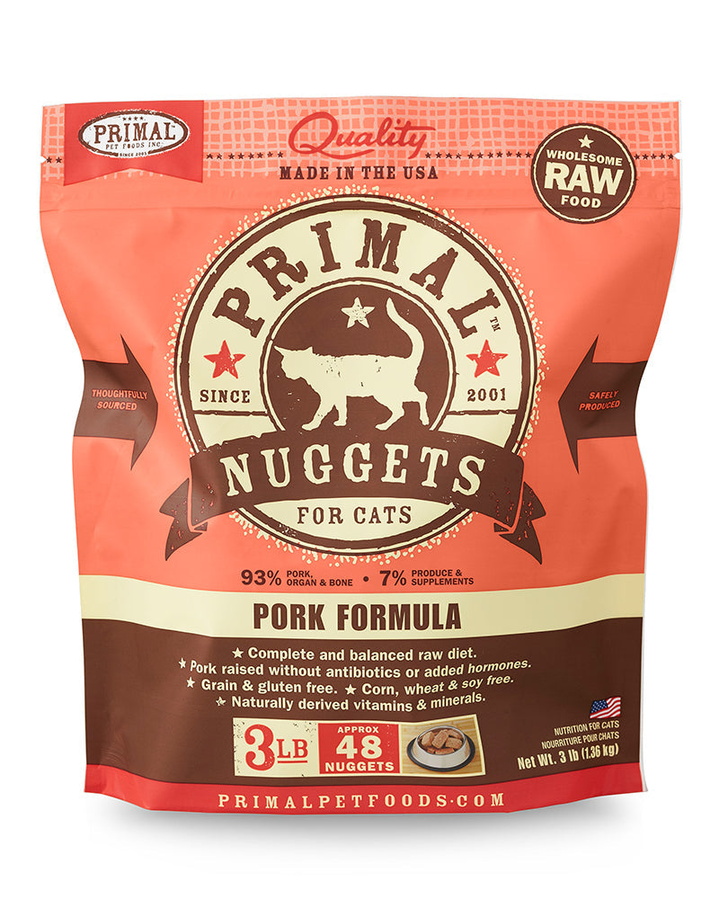 Primal Feline Raw/Frozen Pork Nuggets 3lb
