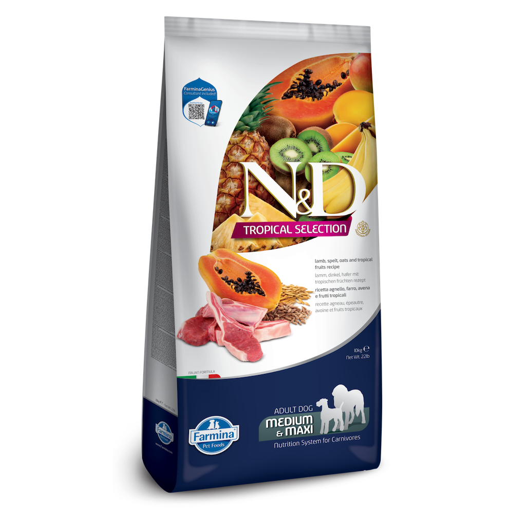 Farmina N&D Tropical Selection Lamb & Oats Medium & Maxi Adult Dry Dog Food 22lb