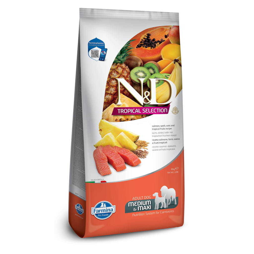 Farmina N&D Tropical Selection Salmon & Oats Medium & Maxi Adult Dry Dog Food 22lb