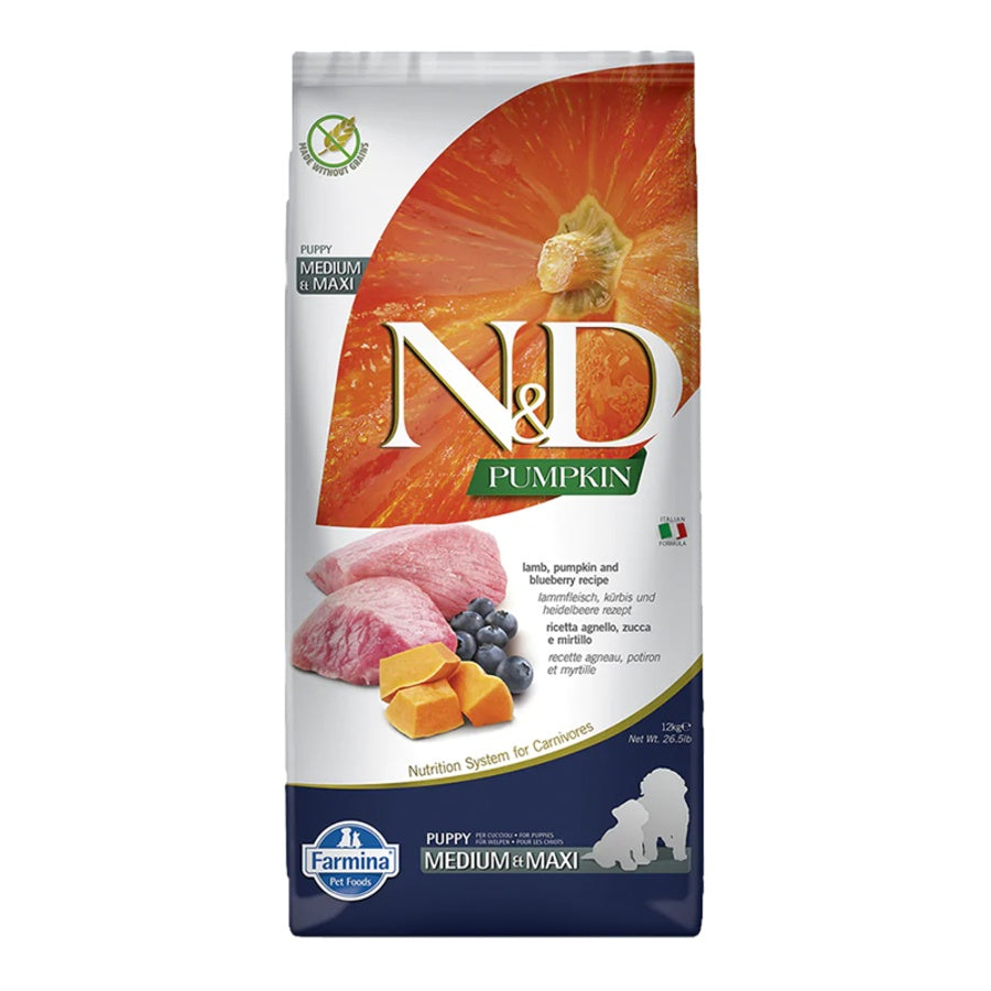 Farmina N&D Pumpkin Lamb & Blueberry Puppy Medium & Maxi Dry Dog Food