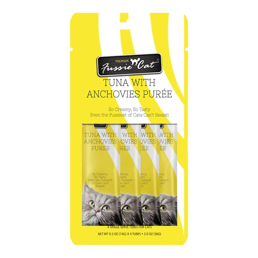 Fussie Cat Tuna with Anchovies Puree Cat Treats (4 Pack)