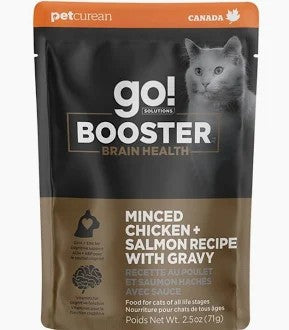 Go! Solutions Booster Brain Health Minced Chicken & Salmon with Gravy Wet Cat Food - 2.5oz pouch