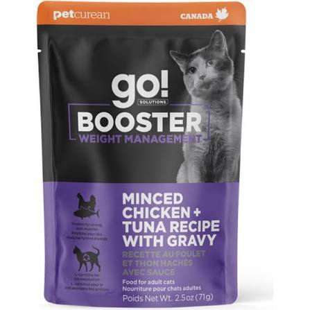 Go! Solutions Booster Weight Management Chicken + Tuna with Gravy Minced Wet Cat Food - 2.5oz pouch