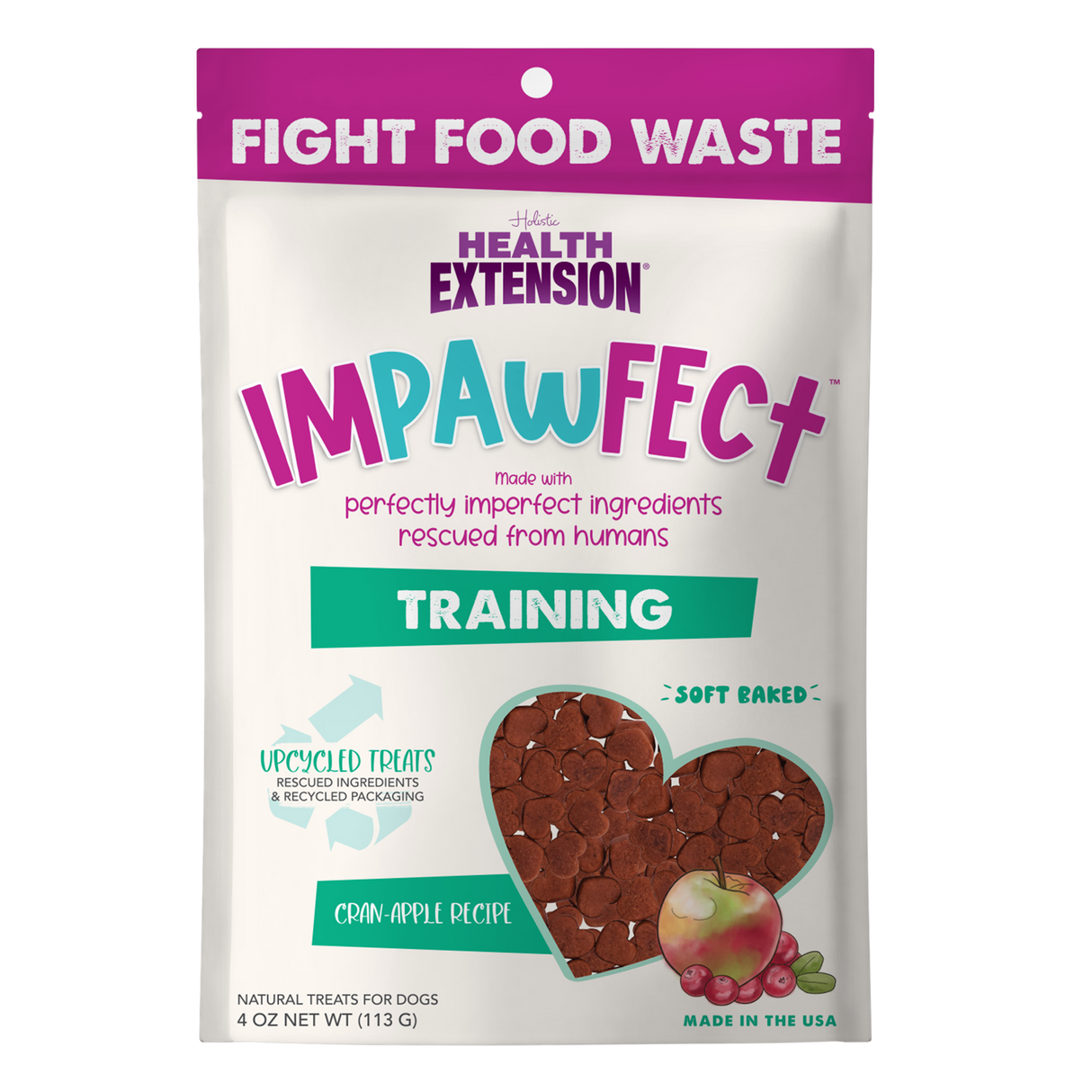 Health Extension Impawfect Training Treats Cran-Apple Flavor 4oz