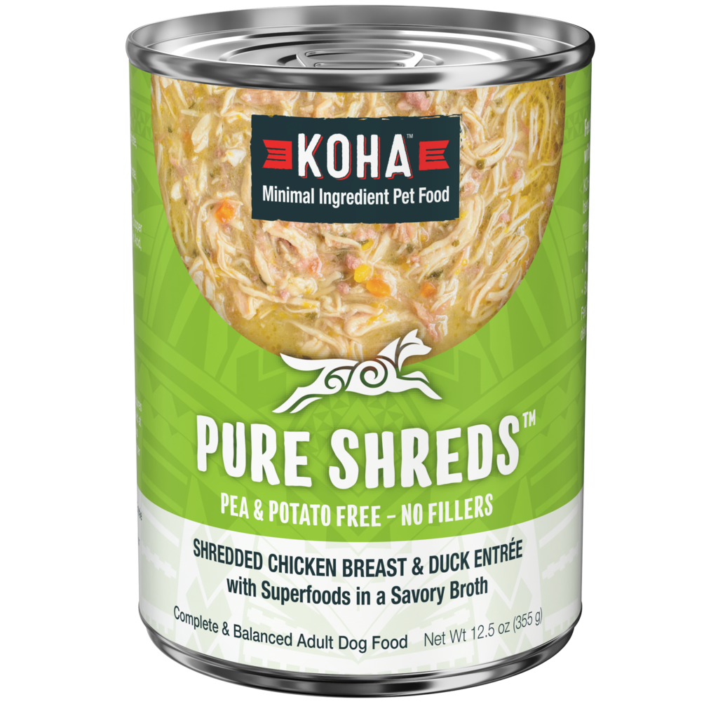 Koha Pure Shreds Chicken Breast & Duck Entree for Dogs 12.5oz