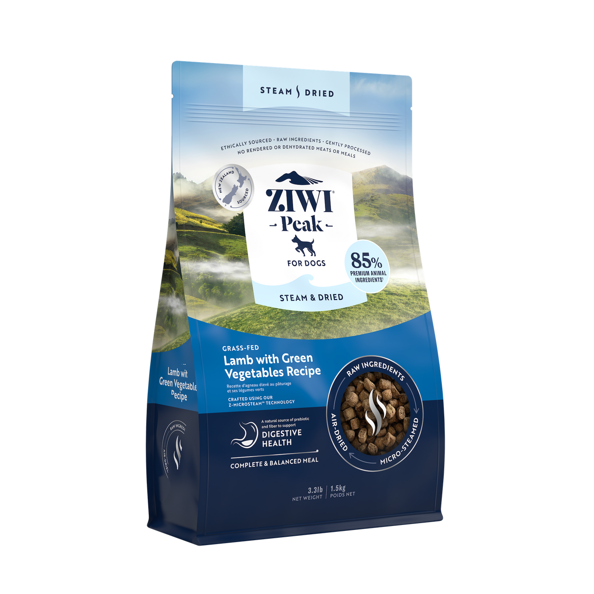 ZIWI® Peak Steam-Dried Lamb Green Vegetables Dog Food 3.3lb