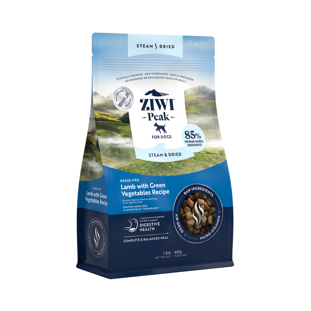 ZIWI® Peak Steam-Dried Lamb Green Vegetables Dog Food 1.8lb