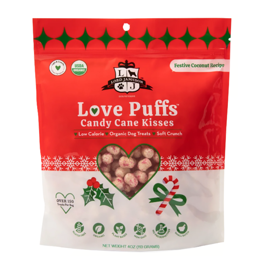 Lord Jameson Holiday Candy Cane Puffs Dog Treat - 4oz