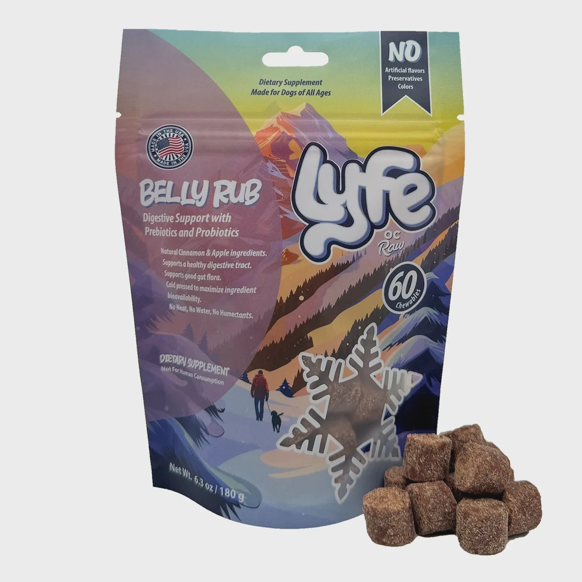 Lyfe Cold Pressed Dog Chews Belly Rub Digestive Support 6.7oz