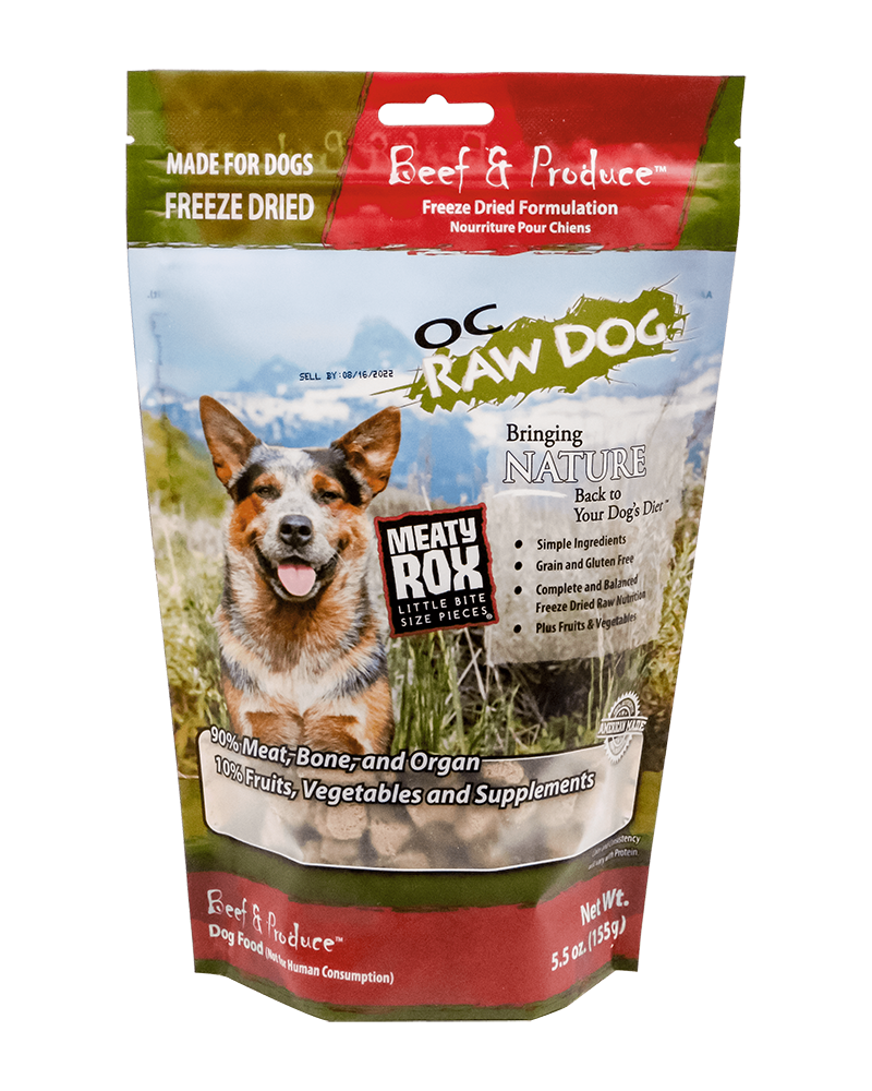 OC Raw Freeze-Dried Beef & Produce Rox for Dogs 5.5oz