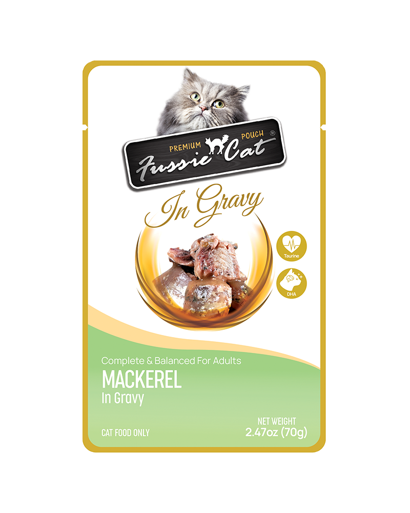 Fussie Cat Pouch Mackerel in Gravy Wet Cat Food 2.47oz