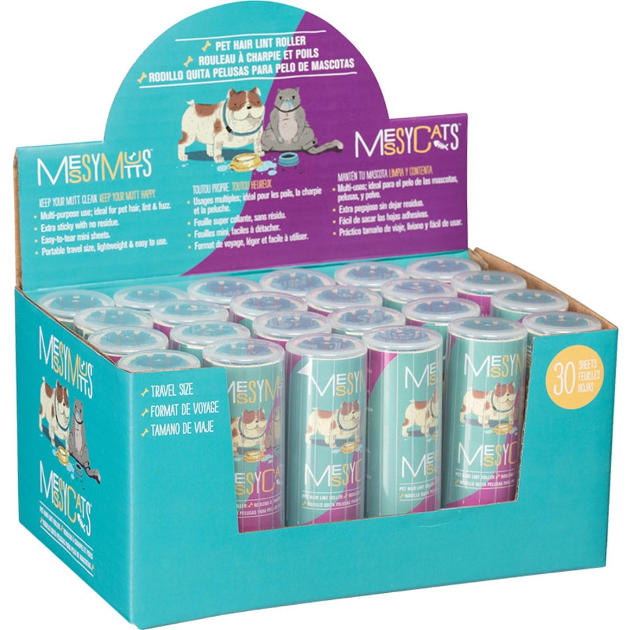 Messy Mutts Single Pet Hair Lint Roller, Travel Size, 6.8"