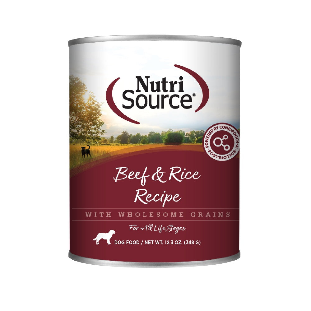 NutriSource Beef & Rice Wet Dog Food 12.3oz