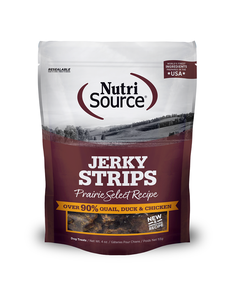NutriSource Jivin' Jerky Strips - Quail, Duck & Chicken Dog Treats 4oz