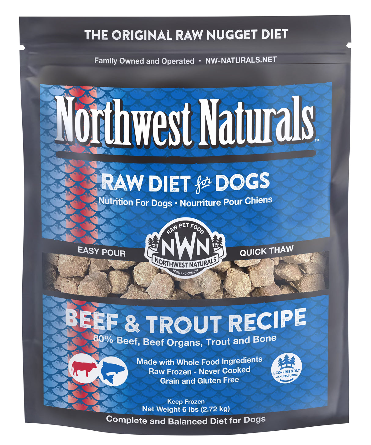 Northwest Naturals Frozen Beef & Trout Nuggets 6lbs