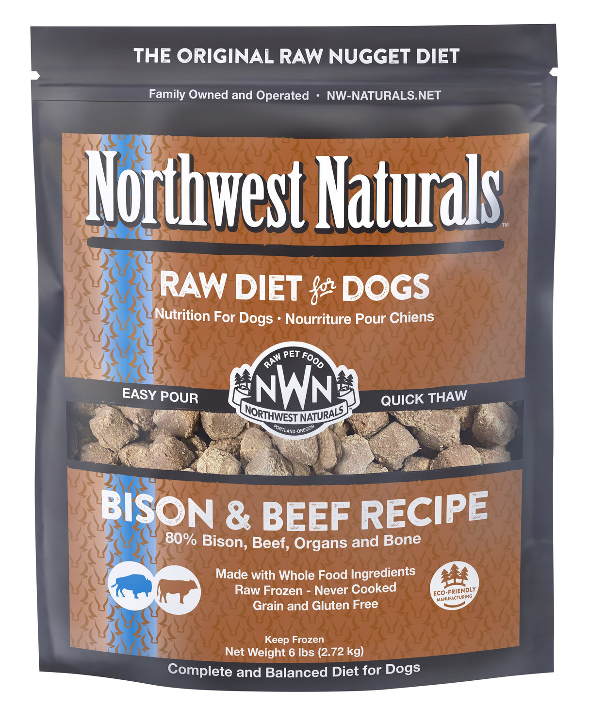 Northwest Naturals Frozen Bison & Beef Nuggets 6lbs