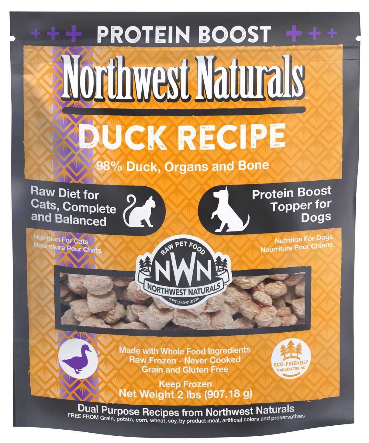 Northwest Naturals Frozen Protein Boost Duck Nuggets for Cats 2lbs