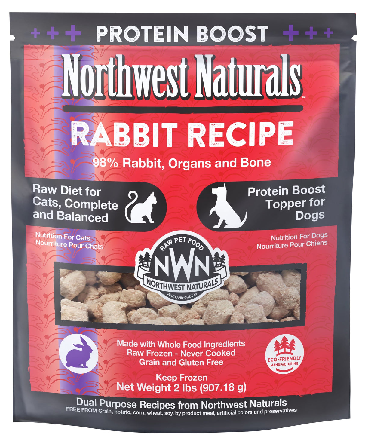 Northwest Naturals Frozen Protein Boost Rabbit Nuggets for Cats 2lbs