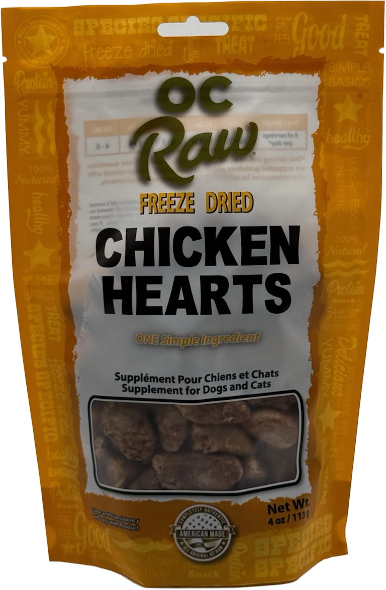 OC Raw Freeze-Dried Chicken Hearts Dog & Cat Treats 4oz
