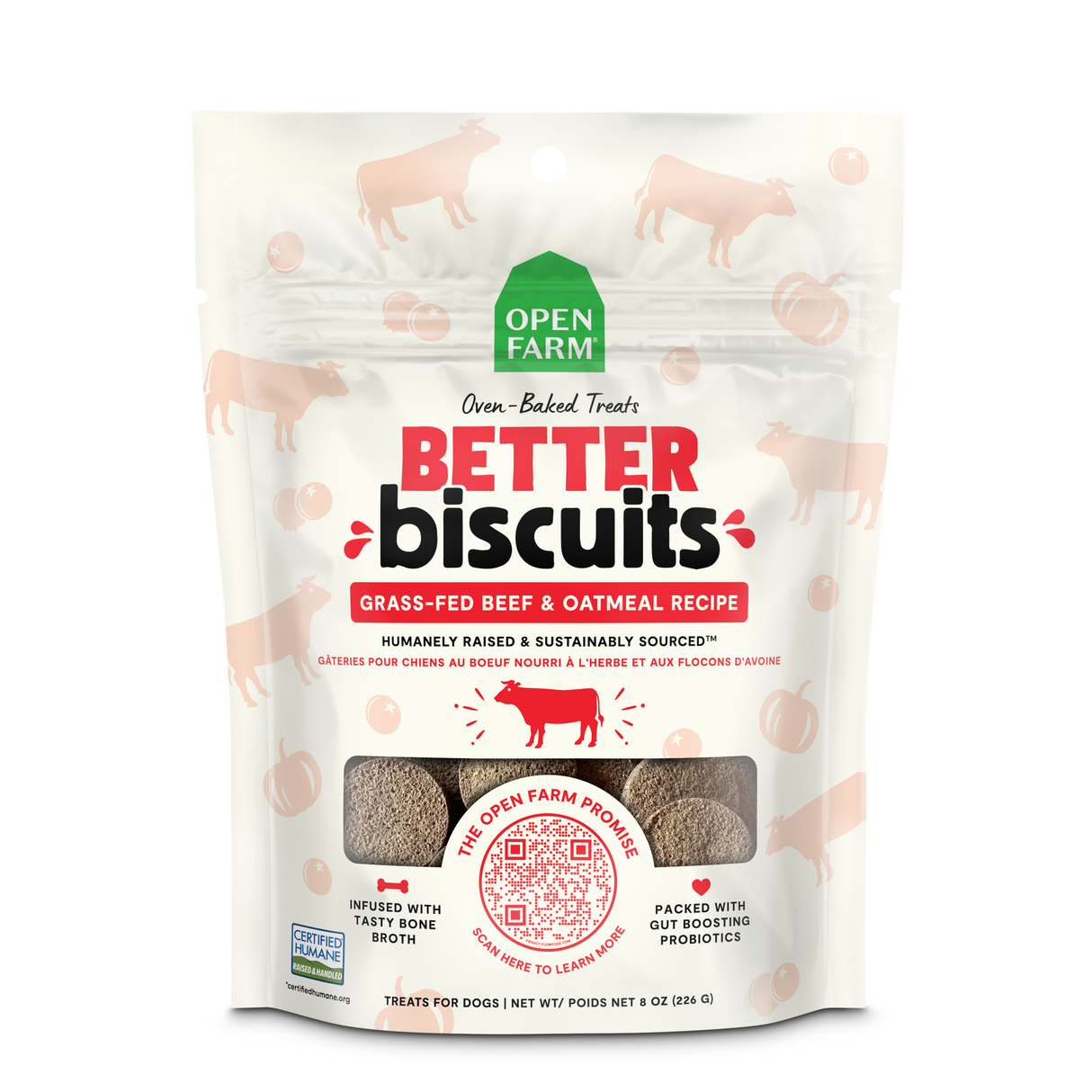 Open Farm Better Biscuits Grass-Fed Beef & Oatmeal Recipe 8oz