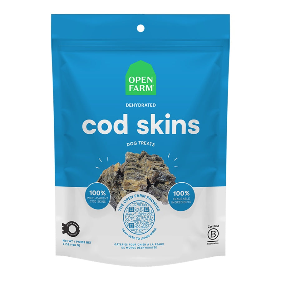 Open Farm Dehydrated Cod Skins Dog Treats 7oz