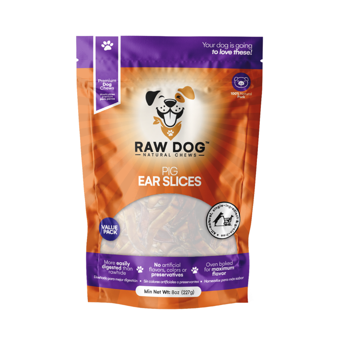 Raw Dog Pig Ear Slices Dog Chews - 8oz bag